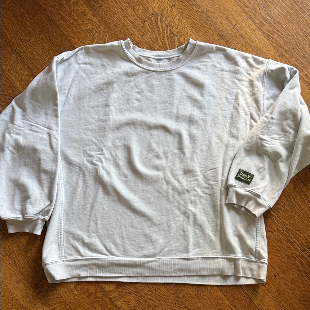 Daily Drills Light Blue “Ocean” Oversized Crewneck Sweatshirt with Sleeve Patch